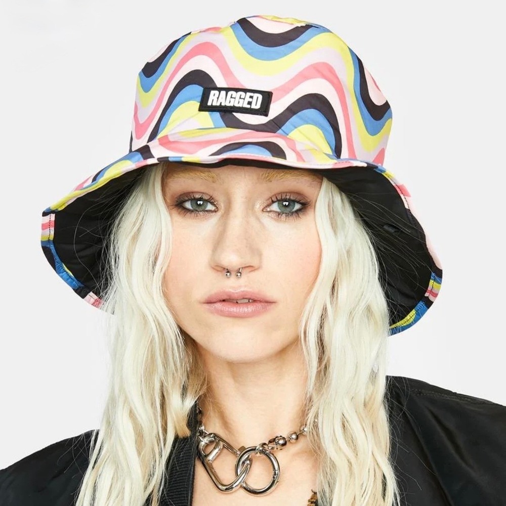 The Ragged Priest Reversible Bucket Hat Psychedelic Wave Black Urban Outfitters
